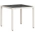 Set comedor jardín 3 pzas cojines ratán sintético vidrio