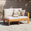 Sofá de jardín con 1 reposabrazos 2 plazas madera maciza acacia