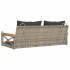 Banco columpio con cojines ratán sintético gris 109x62x40