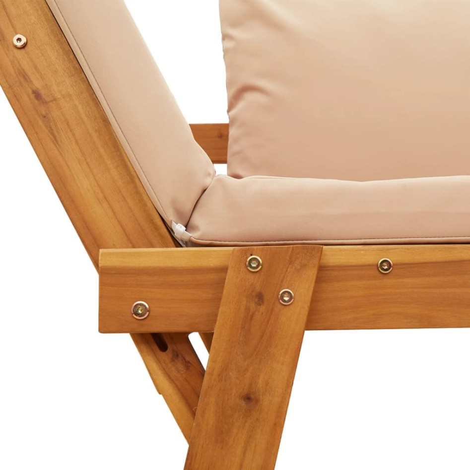 Banco de jardín con cojines 2 en 1 madera maciza de