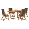 Juego comedor de jardín 5 pzas madera maciza acacia y textileno