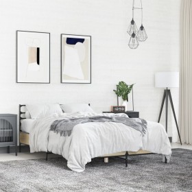 Estructura cama madera ingeniería metal roble Sonoma 140x200