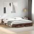 Cama con cajones madera ingeniería marrón roble 200x200
