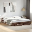 Cama con cajones madera ingeniería marrón roble 200x200 cm