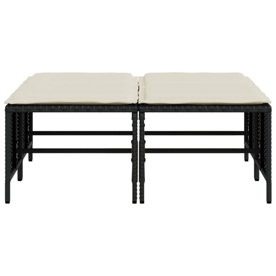 Taburetes de jardín con cojines 4 uds ratán sintético