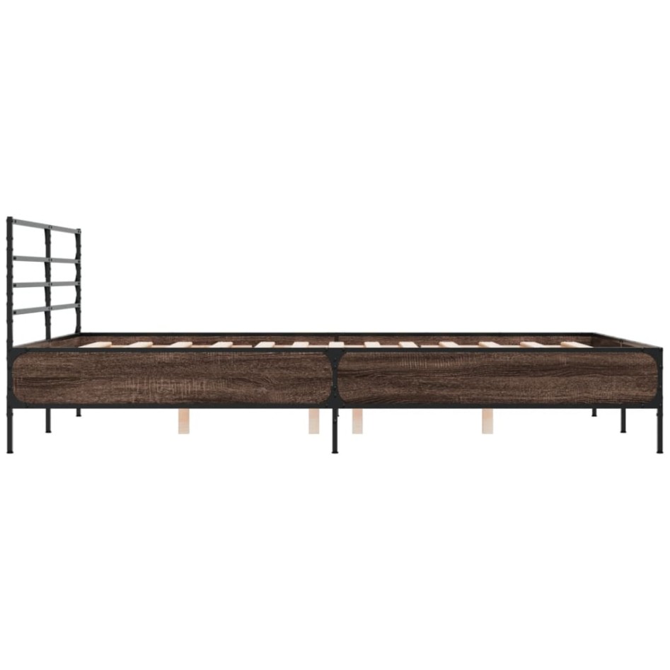 Estructura cama madera ingeniería metal marrón roble 120x200