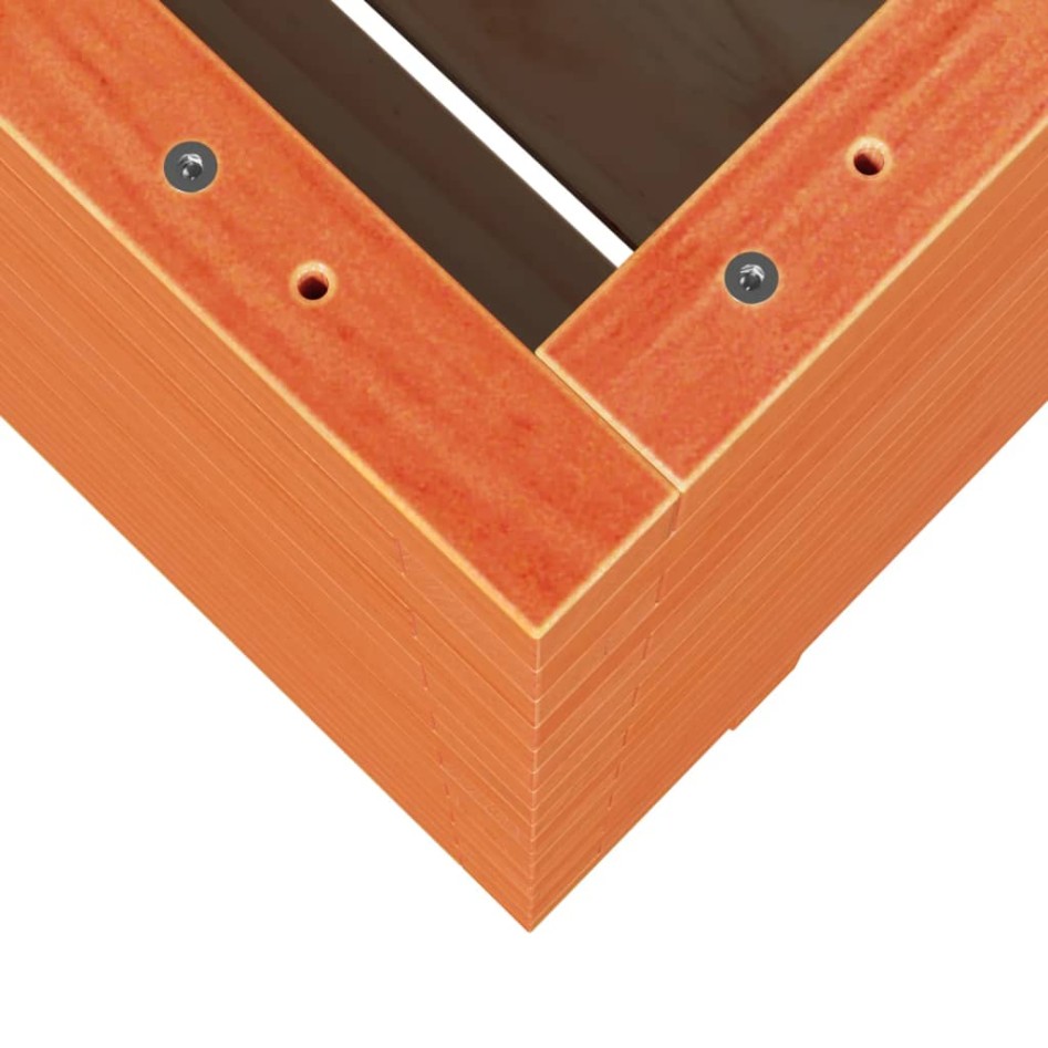 Jardinera madera maciza de pino marrón cera 60x60x72,5
