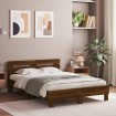 Estructura de cama cabecero y luces LED marrón roble 120x200 cm