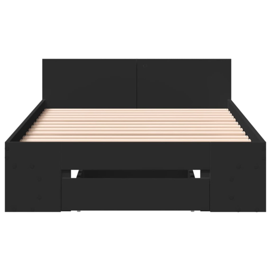 Cama con cajón madera de ingeniería negro 100x200