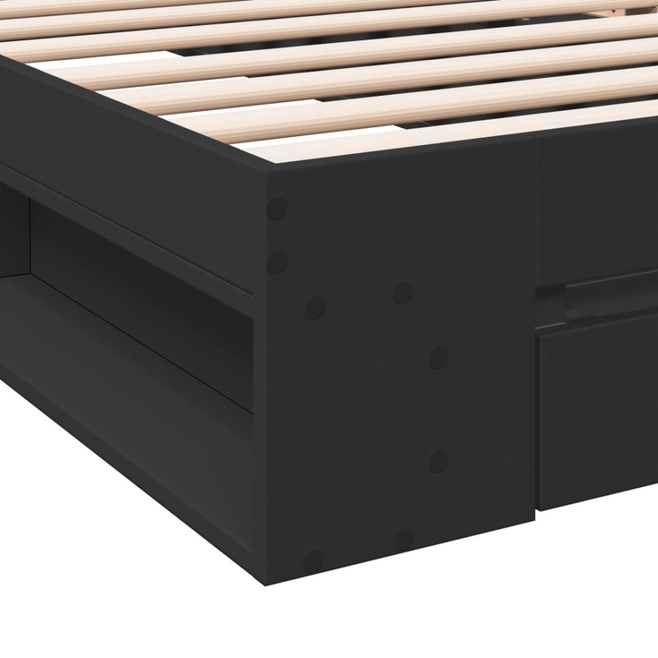 Cama con cajón madera de ingeniería negra 90x200