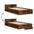Cama con cajón madera de ingeniería roble ahumado 90x200