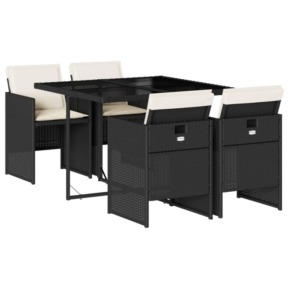 Set de muebles jardín 5 pzas con cojines ratán sintético