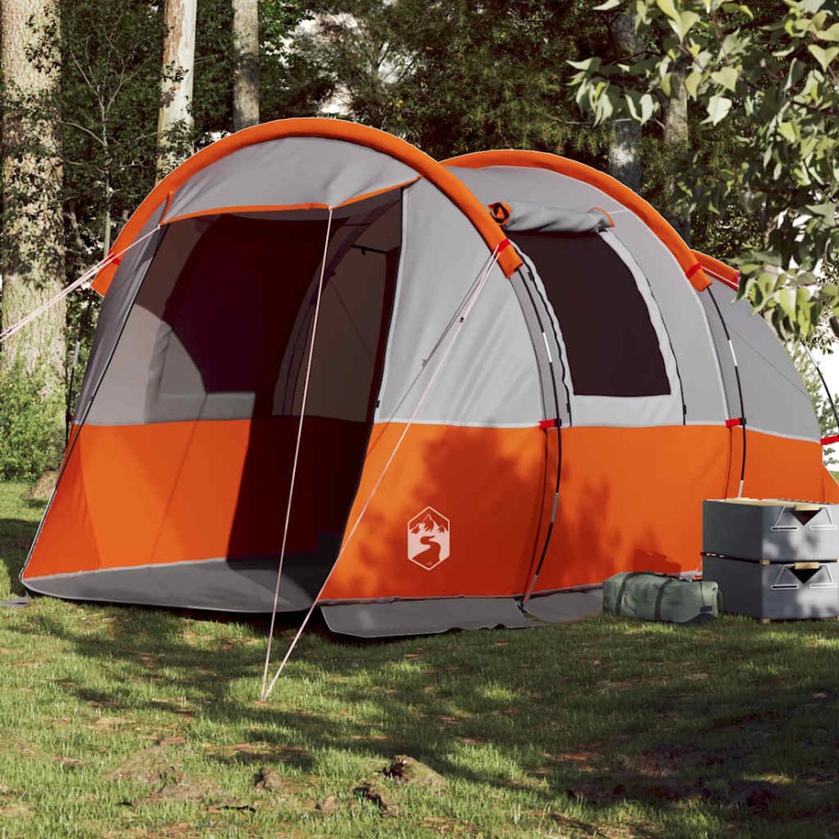 Tienda de camping con túnel 4 personas impermeable gris