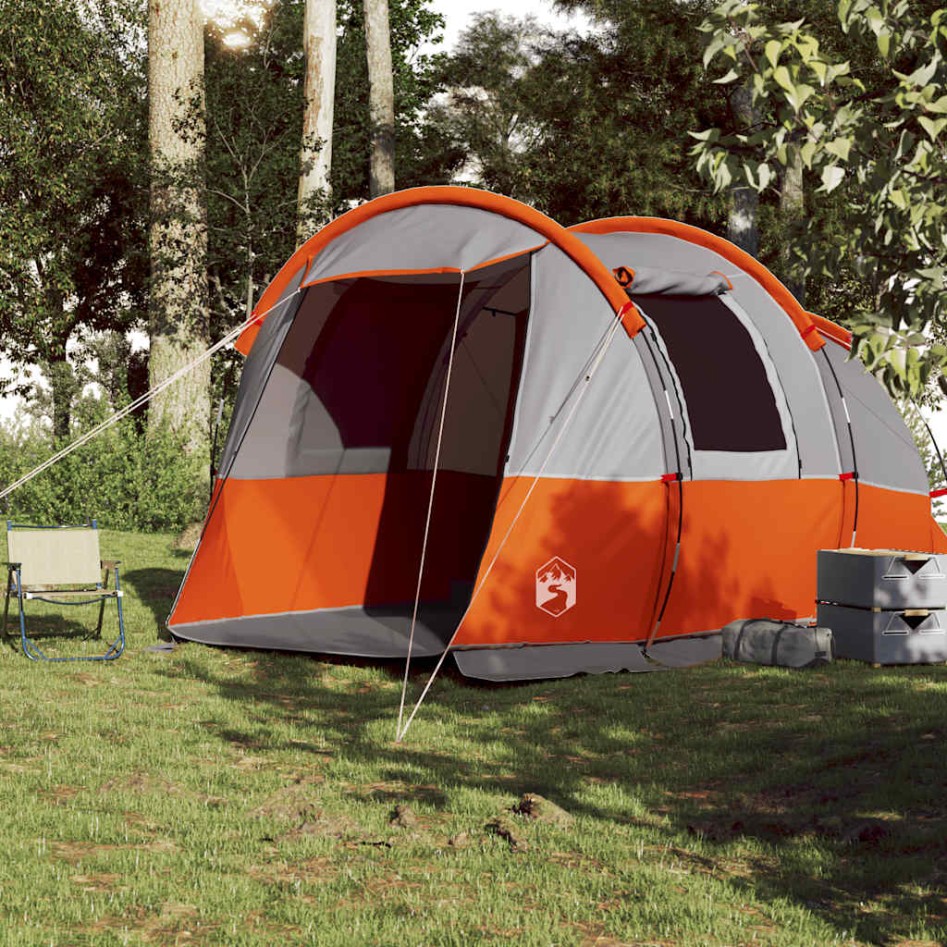 Tienda de camping con túnel 4 personas impermeable gris
