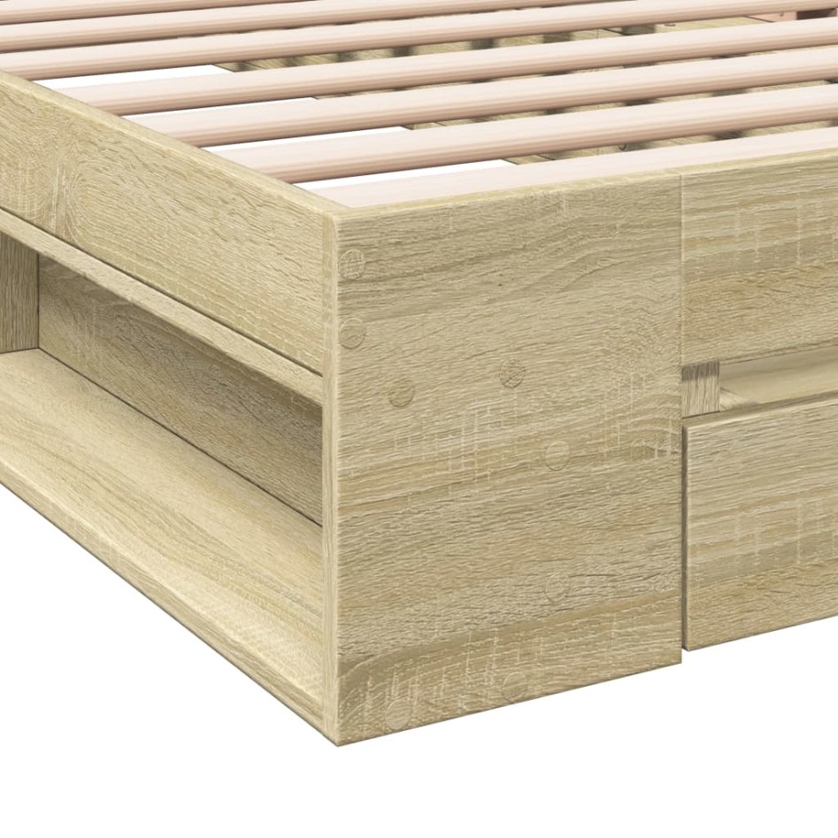 Cama con cajón madera de ingeniería roble Sonoma 90x190