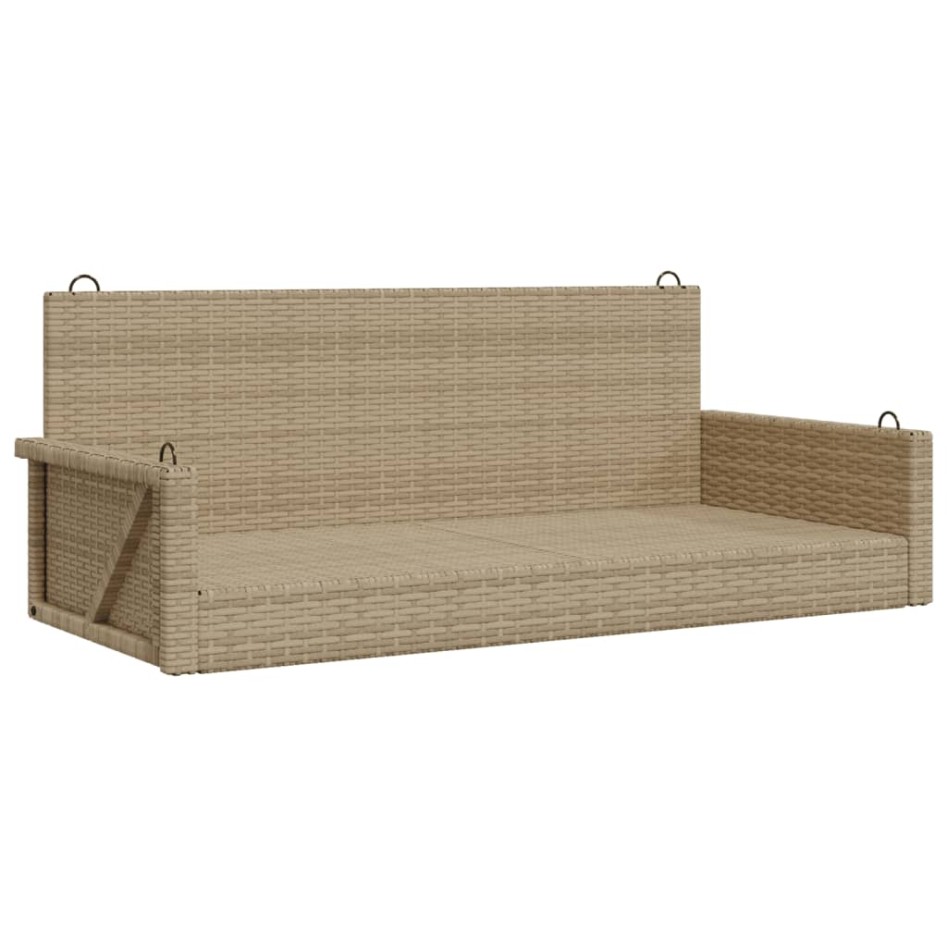 Banco columpio de ratán sintético beige 119x56x48