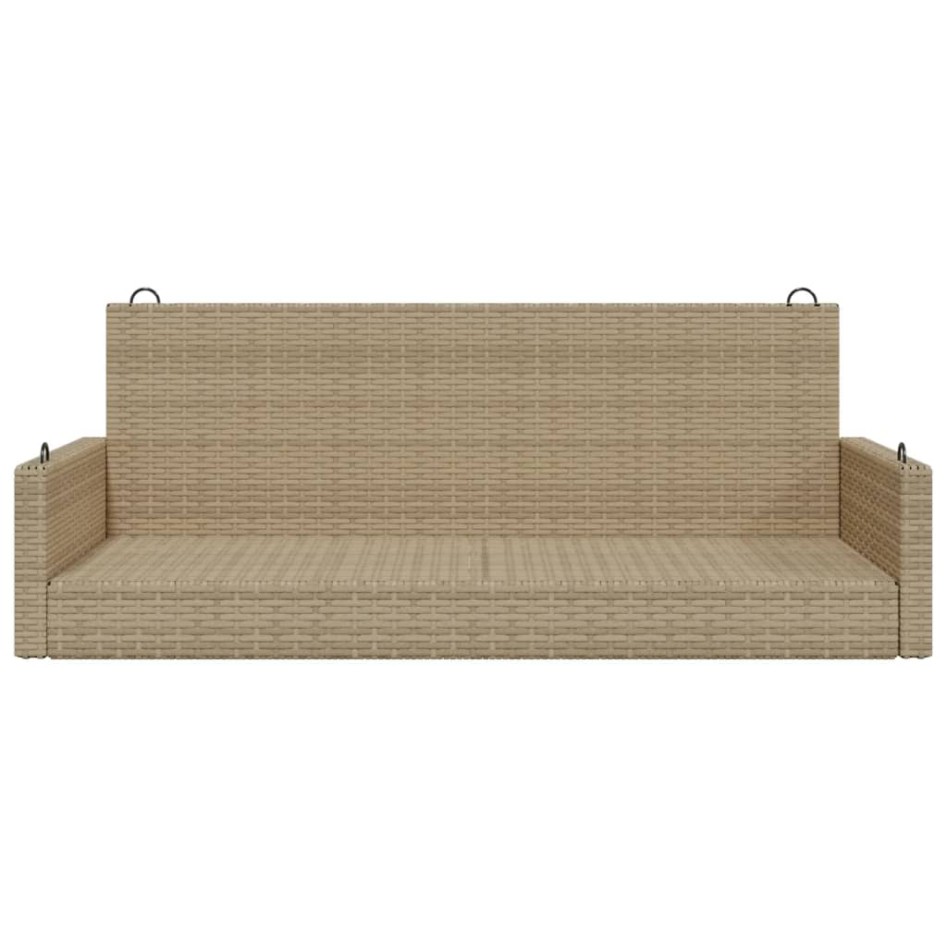 Banco columpio de ratán sintético beige 119x56x48