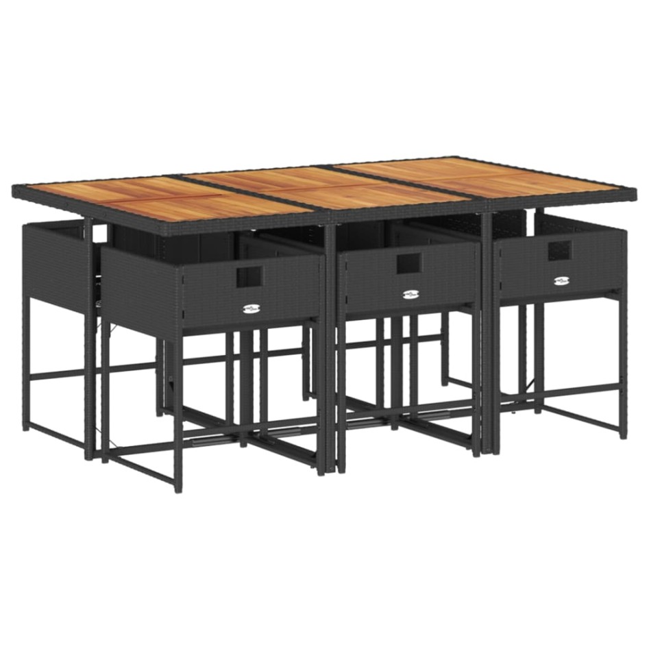 Set de comedor de jardín 7 pzas y cojines ratán sintético