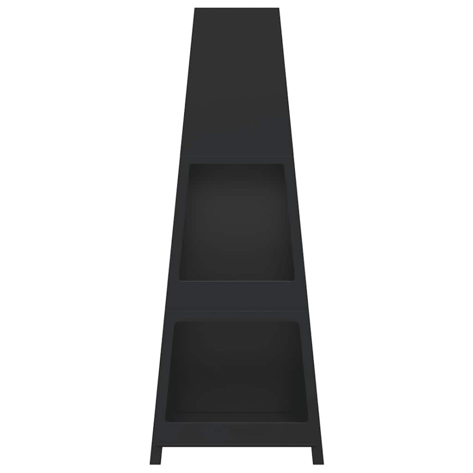 Chimenea de exterior con leñero y diseño de torre acero