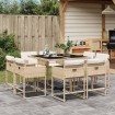 Set comedor de jardín 9 pzas con cojines ratán sintético beige