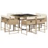 Set comedor de jardín 9 pzas con cojines ratán sintético