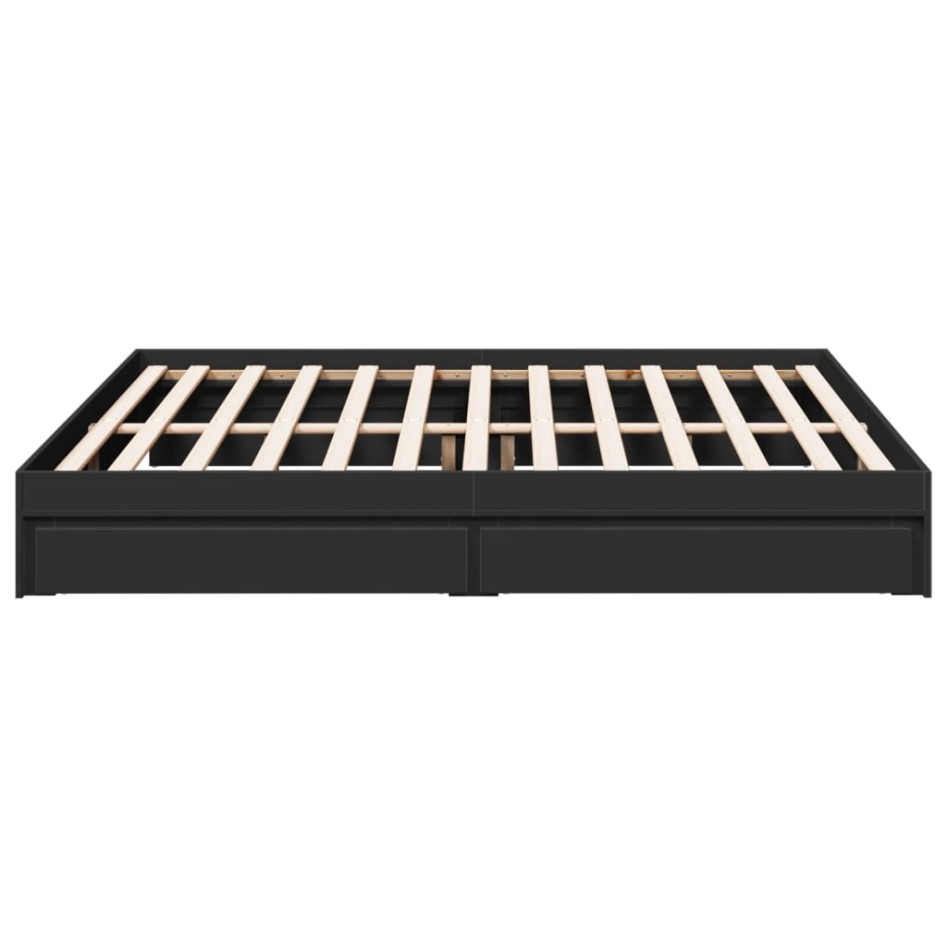 Estructura cama con cajones madera ingeniería negra 180x200