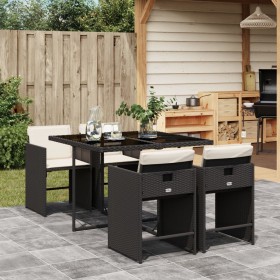 Set de muebles jardín 5 pzas con cojines ratán sintético
