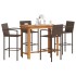 Mesa y taburetes de jardín 5 pzas madera acacia ratán PE