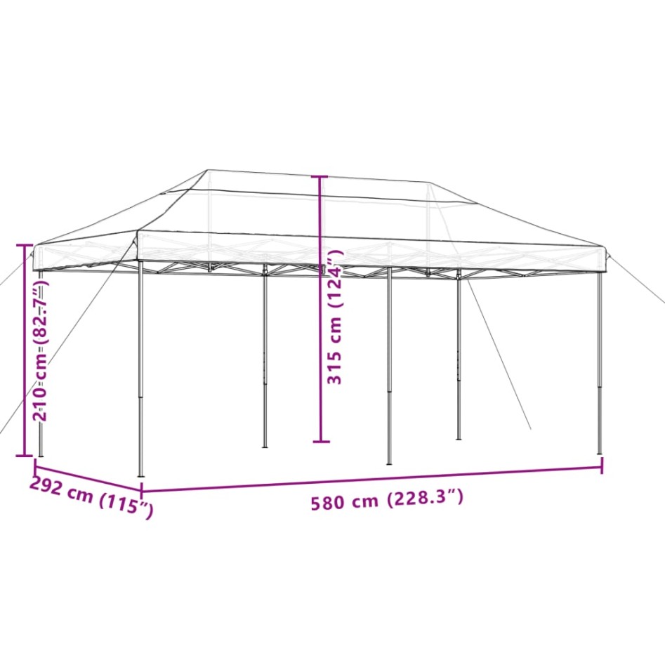 Tienda de fiesta plegable Pop-Up terracota 580x292x315
