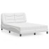 Cama con colchón cuero sintético blanco 140x200