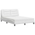 Cama con colchón cuero sintético blanco 140x200