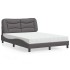 Cama con colchón cuero sintético gris 140x200
