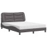 Cama con colchón cuero sintético gris 140x200