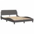 Cama con colchón cuero sintético gris 140x200