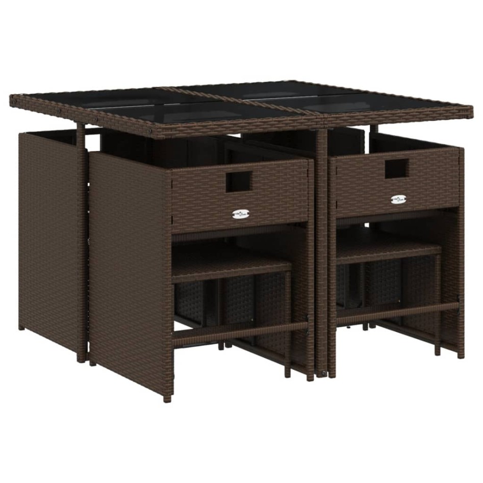 Set comedor para jardín 9 pzas y cojines ratán sintético