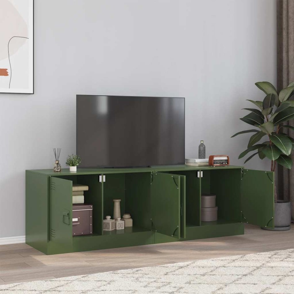 Muebles para TV 2 unidades acero verde oliva 67x39x44