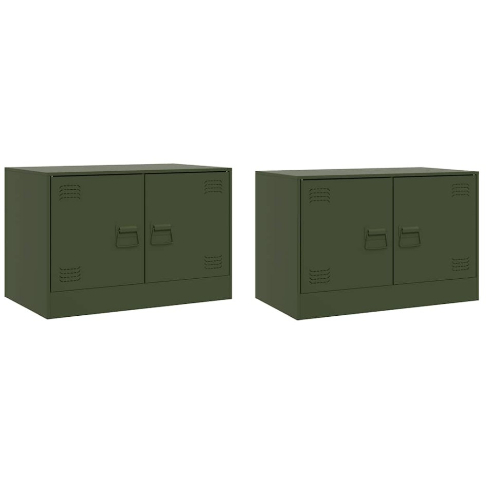 Muebles para TV 2 unidades acero verde oliva 67x39x44