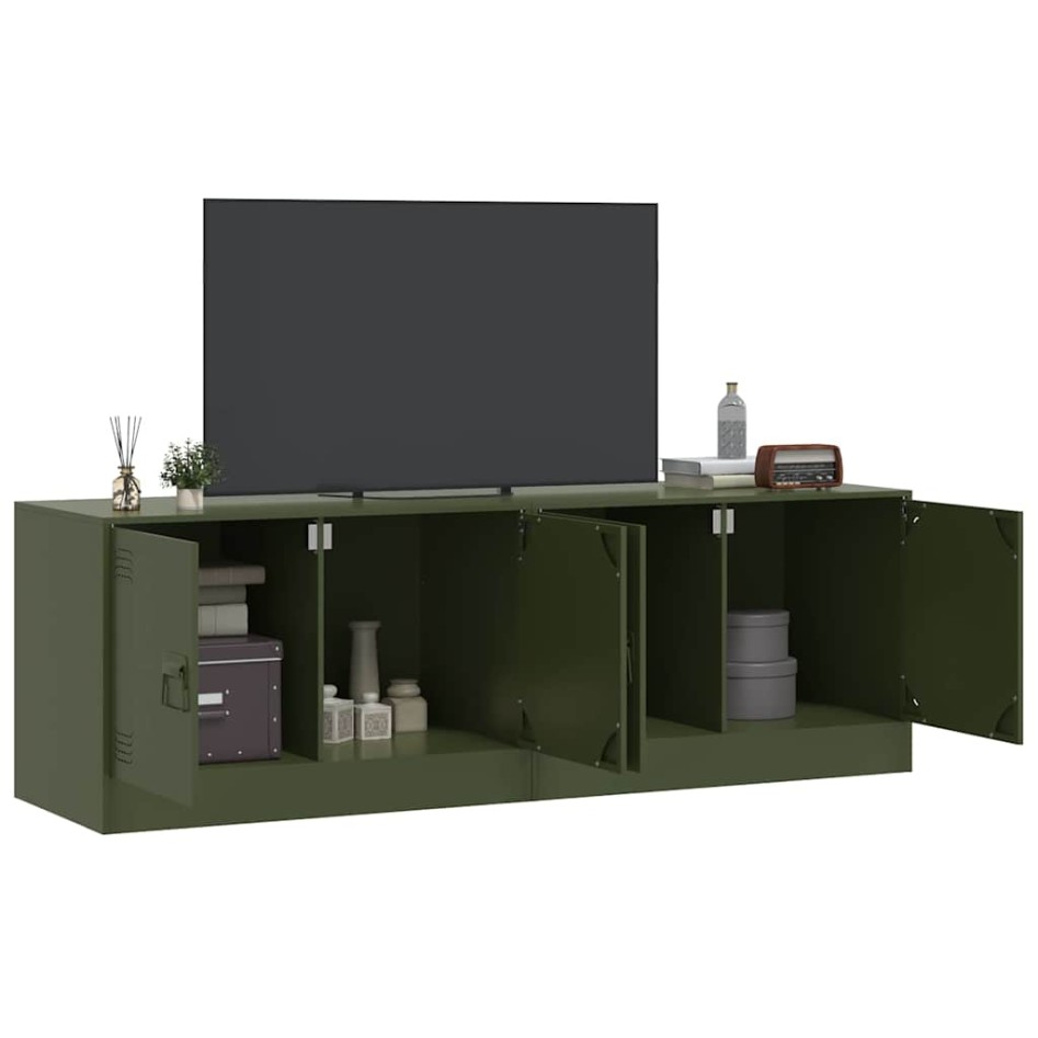 Muebles para TV 2 unidades acero verde oliva 67x39x44
