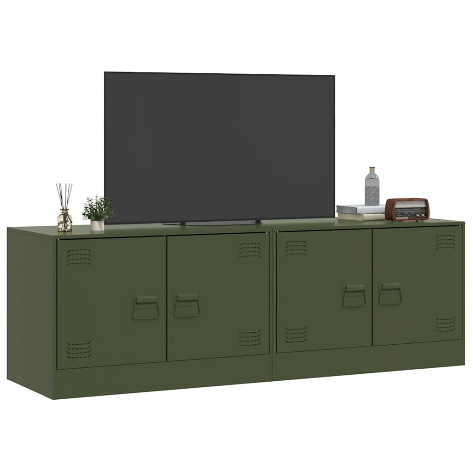 Muebles para TV 2 unidades acero verde oliva 67x39x44