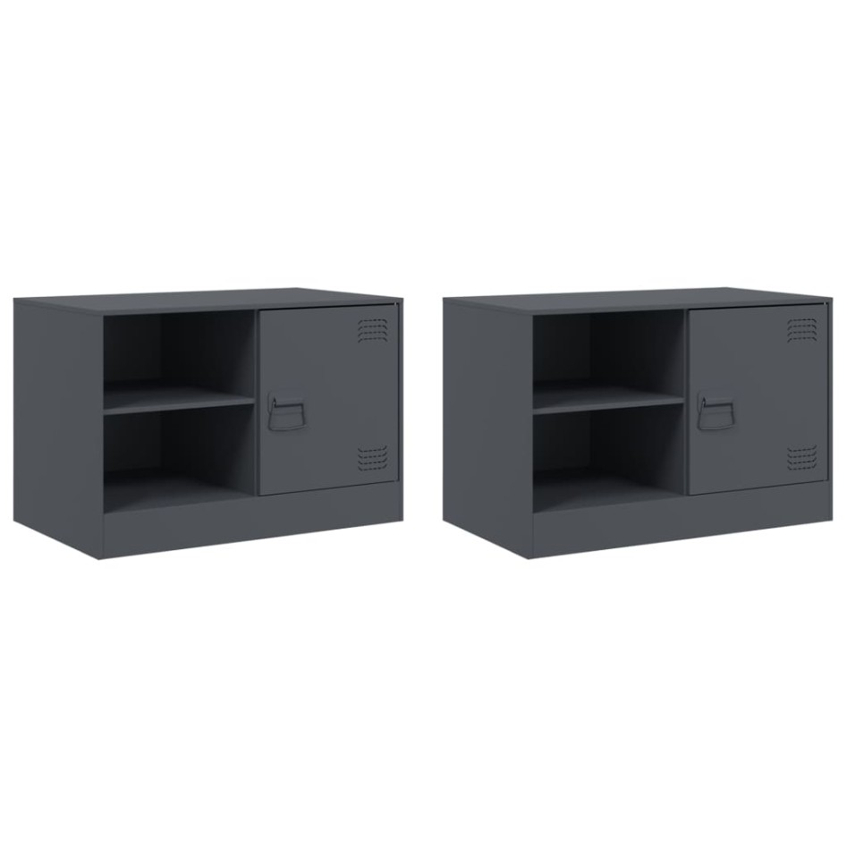 Muebles para TV 2 unidades acero gris antracita 67x39x44