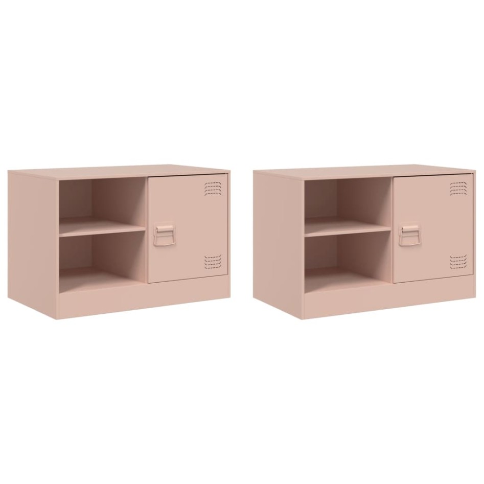 Muebles para TV 2 unidades acero rosa 67x39x44