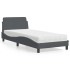 Cama con colchón terciopelo gris oscuro 90x190
