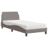 Cama con colchón tela gris taupe 80x200