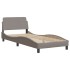 Cama con colchón tela gris taupe 80x200
