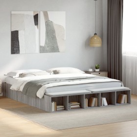 Estructura de cama madera de ingeniería gris Sonoma 180x200