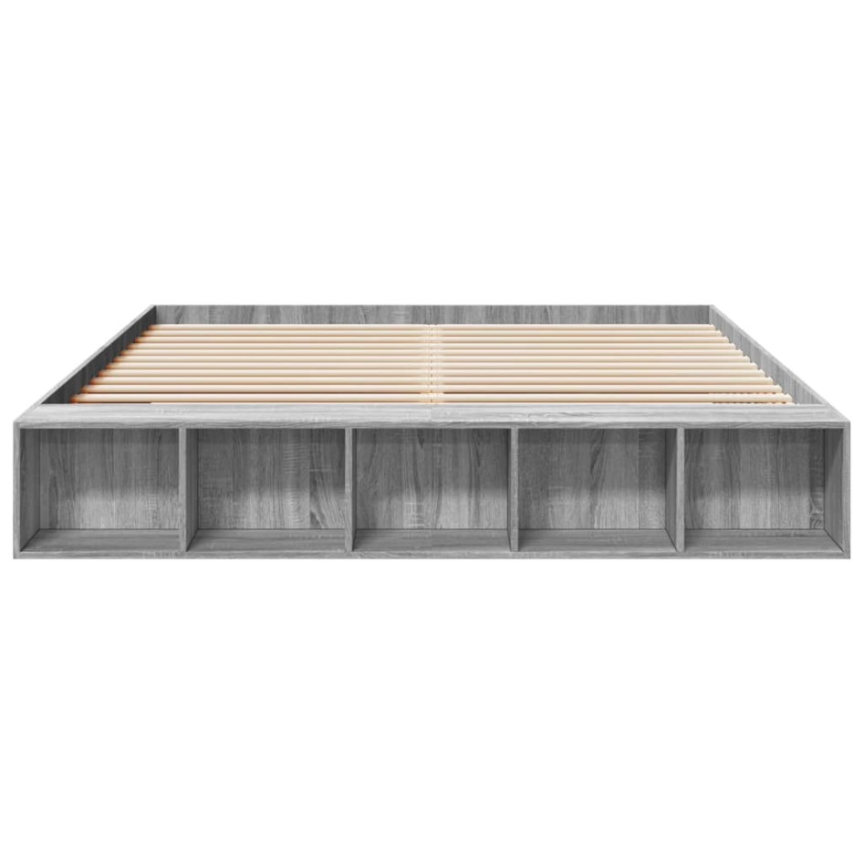 Estructura de cama madera de ingeniería gris Sonoma 180x200