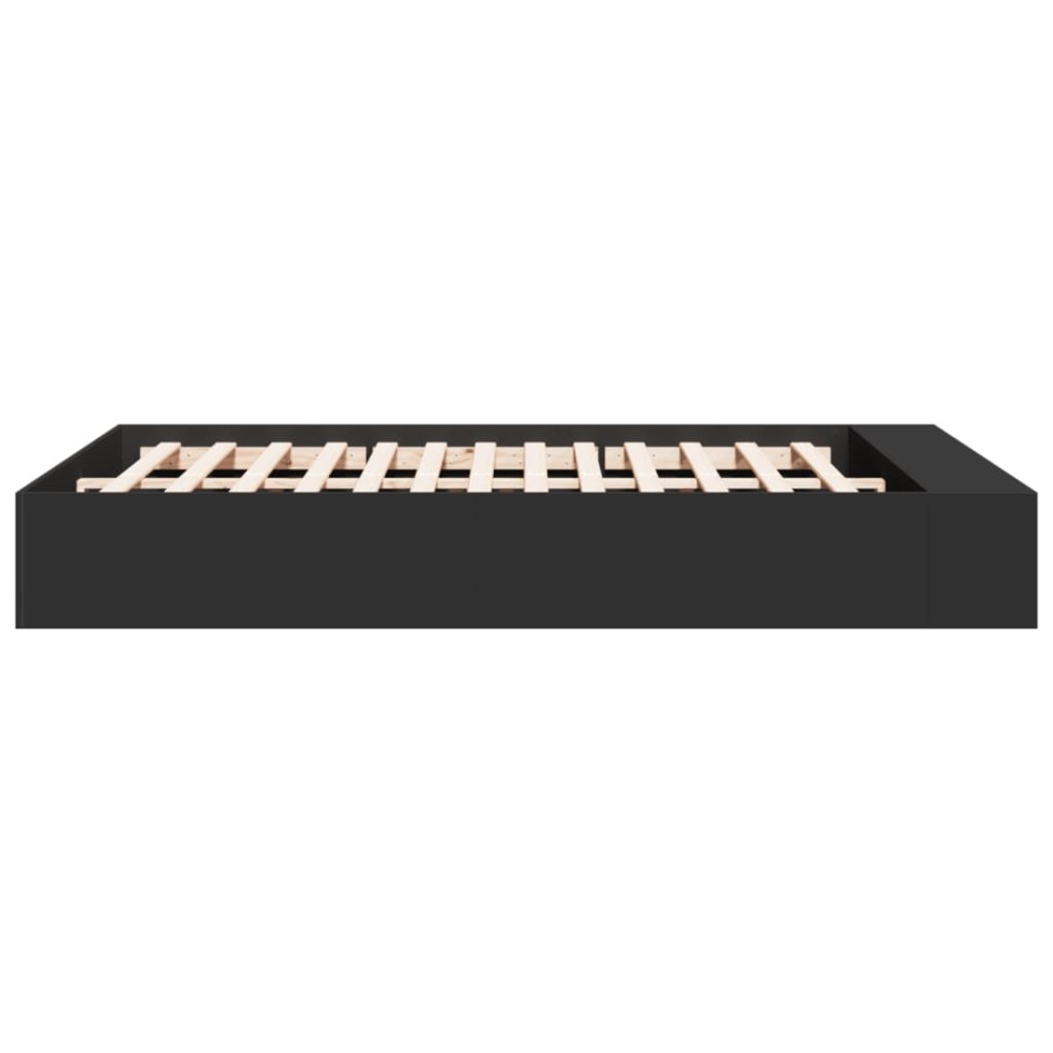 Estructura de cama madera de ingeniería negra 140x200