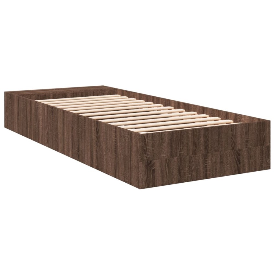 Estructura de cama madera de ingeniería roble marrón 90x200