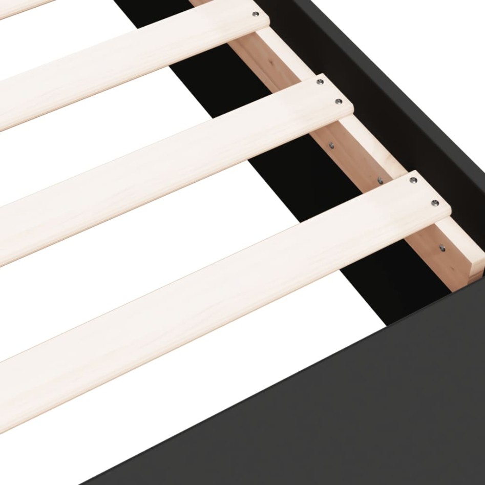 Estructura de cama madera de ingeniería negra 90x200