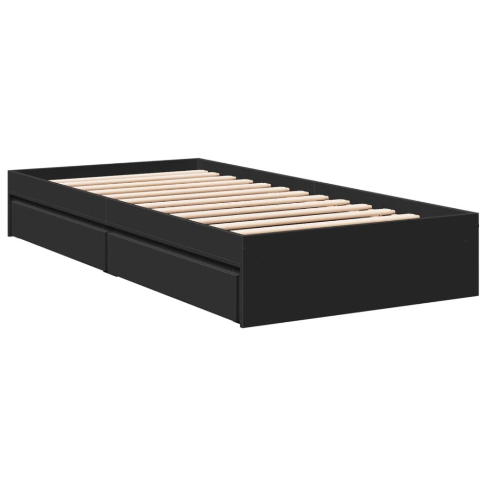 Cama con cajones madera de ingeniería negro 90x190